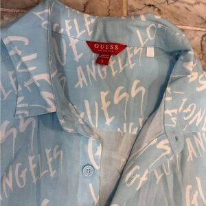 Guess Sky Blue Los Angeles Print Shirt